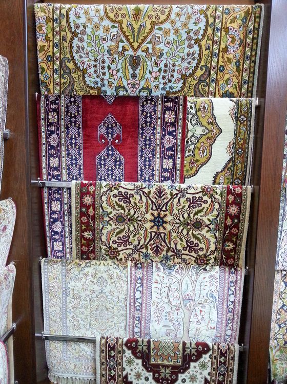 Carpets hanging in the gallery