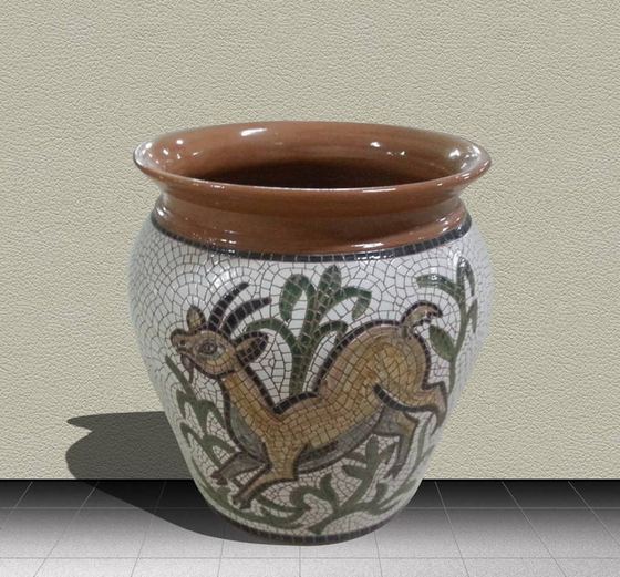 Pot with a leaping gazelle