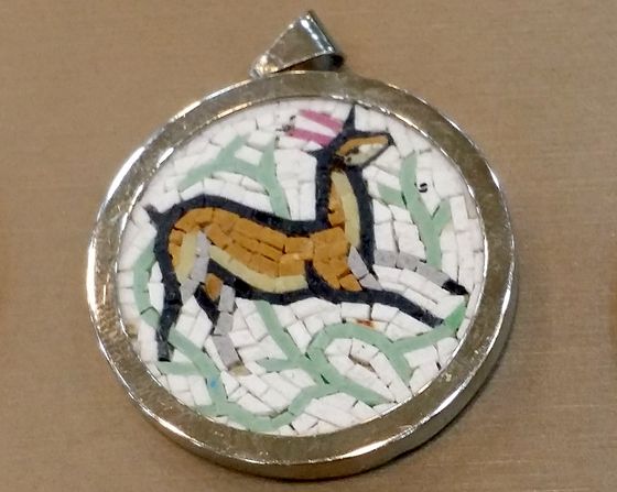 Mosaic pendant with a gazelle