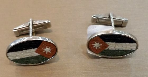 Mosaic cufflinks with the flag of Jordan