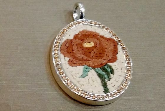 Mosaic pendant with a rose