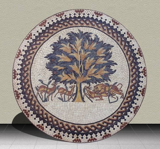 Round mosaic table top with the Tree of Life