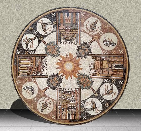Round mosaic table top with medallions