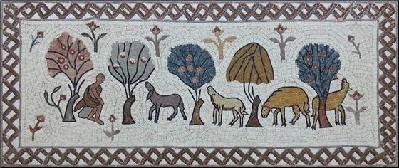 Mosaic frieze of trees and animals